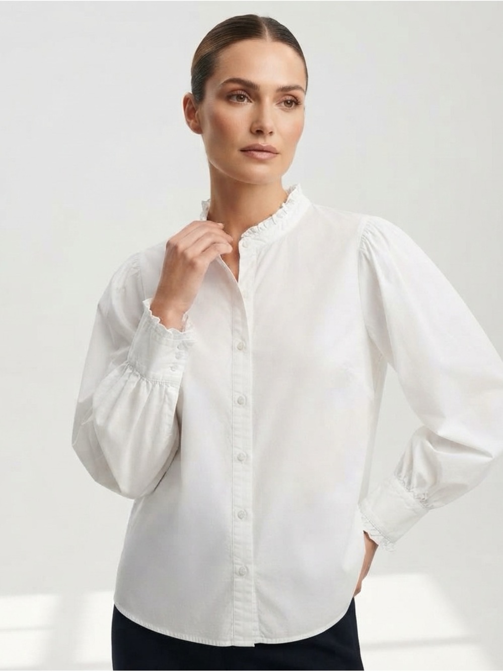 Anthropologie 24W White Cotton Blouse Cottagecore Coquette Ruffle French Lace